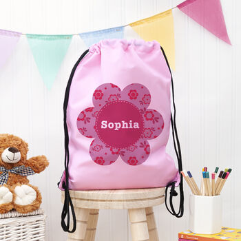 Personalised Classic Pink Flower Waterproof Swim Bag, 2 of 8