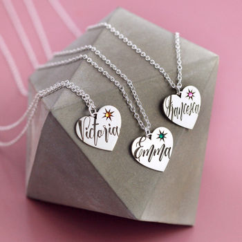 Sterling Silver Birthstone Script Name Necklace, 2 of 8