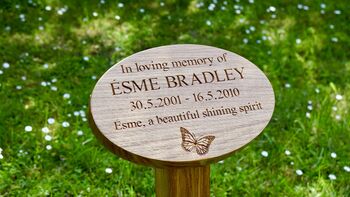 Engraved Oak Oval Shaped Memorial Plaque, 3 of 3