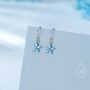Sterling Silver Turquoise Blue Cz Flower Drop Dangle Earrings, thumbnail 1 of 11
