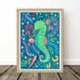 Seahorse Colourful Ocean Nursery Print, thumbnail 7 of 9