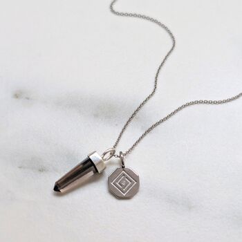 The En Pointe Duo Smokey Quartz Necklace, Silver, 2 of 8