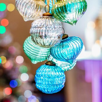 Recycled Glass Grooved Christmas Bauble, 3 of 6