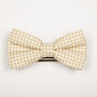 Mens Beige Gingham Print Bow Tie, thumbnail 2 of 7