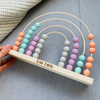 Personalised Rainbow Abacus Baby Toy, 6 of 7