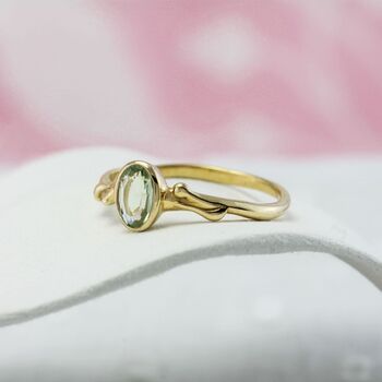 Dainty Green Amethyst Gold Ring, 3 of 7