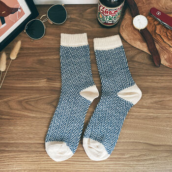 Mens Wool Socks Chevron Check Groomsmen Socks, 2 of 9