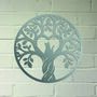Cat Silhouette Heart In Oak Tree Steel Garden Sculpture, thumbnail 3 of 3