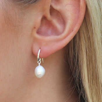 Gold Plated Or Silver Freshwater Pearl Drop Earrings, 2 of 4