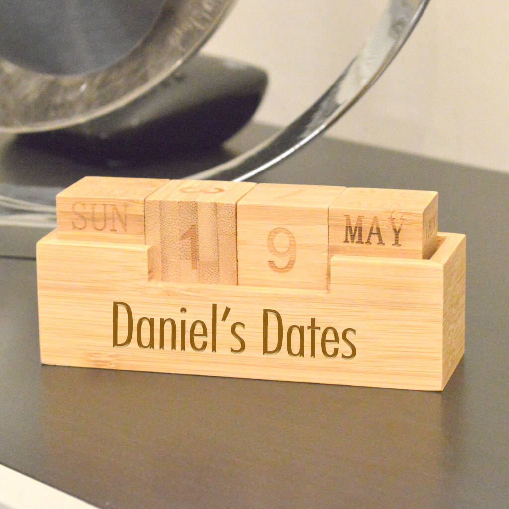 Personalised Bamboo Block Perpetual Desktop Calendar By