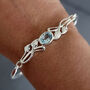 Hinged Sterling Silver Blue Topaz Leaf Bangle, thumbnail 5 of 9