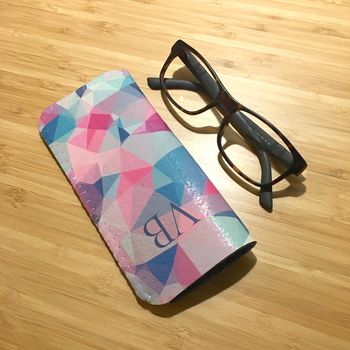 Pink Geometric Personalised Initial Glasses Case, 4 of 5