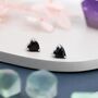 Genuine Black Onyx Crystal Heart Stud Earrings, thumbnail 6 of 8