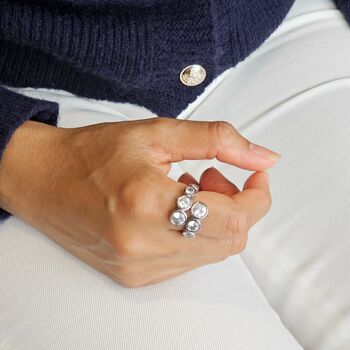 Solitaire Diamond Crossover Ring Silver, 2 of 9