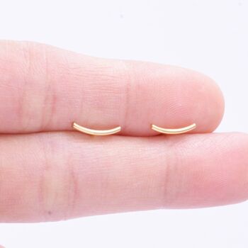 Sterling Silver Curved Bar Stud Earrings, 3 of 12