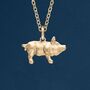 Tiny Piglet Necklace In 18ct Gold Plated Silver, thumbnail 1 of 11