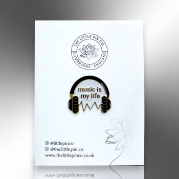 Music Is My Life Headphones Enamel Pin, 5 of 9