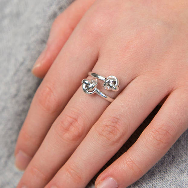 Silver Rings For Women To My Best Friend 'Sisters By Heart' Knot
