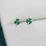 Sterling Silver Emerald Green Cz Stud Earrings, thumbnail 2 of 12