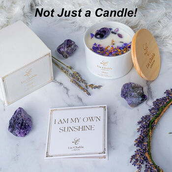 Luxury Lavender Soy Candle With Amethyst Crystals Travel Size, 3 of 10