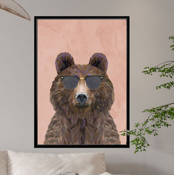 Custom Personalised Bear Wearing Glasses Art Print, 3 of 5