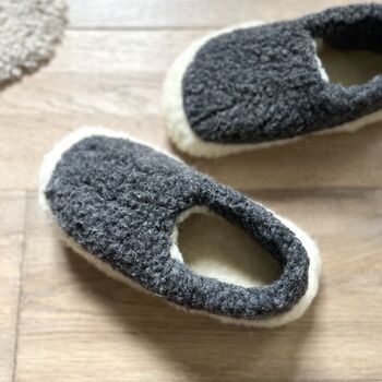 Two Tone Wool Fleece Slippers, 2 of 4