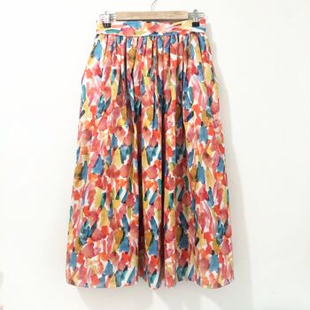 Paint Strokes Printed Cotton Midi Skirt, 2 of 6