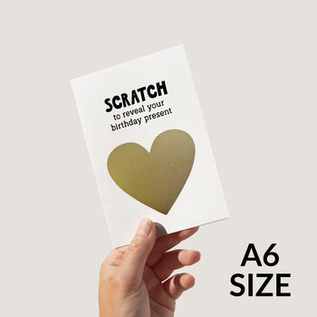 Gold Heart Scratch Reveal Card Adult Humour A6 Funny Birthday Card, 5 of 6