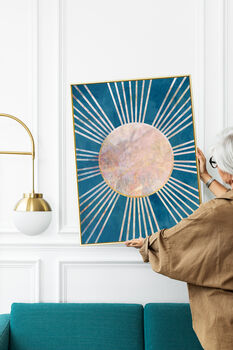 Boho Sun Rising Blue Marble Wall Art Print, 5 of 6