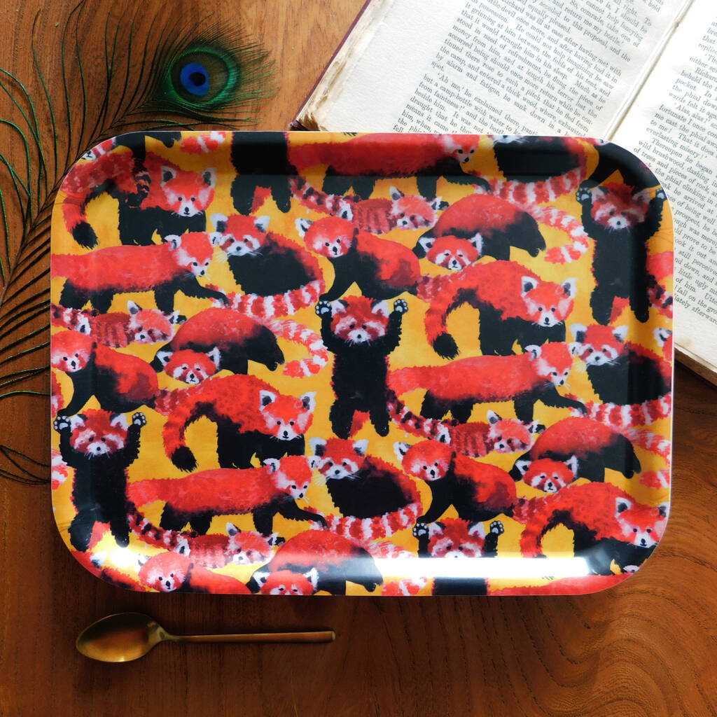 Pack Of Red Pandas Print Small Wooden Tray, 1 of 5