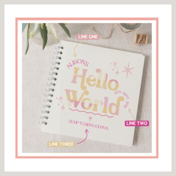 Pink Personalised 'Hello World' Bump To Birth Journal, 3 of 6