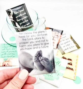Baby Dedication Tea Gift | New Mum Scripture Tea Gift, 7 of 12