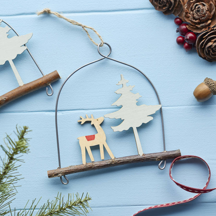 woodland reindeer christmas tree decoration by the christmas home