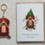 Dachshund Dog Wooden Keyring With Optional Christmas Card, thumbnail 6 of 8