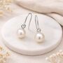 Sterling Silver Freshwater Pearl And Cubic Zirconia Drop Earrings – 6mm, thumbnail 1 of 10