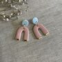 Pink And Baby Blue Ceramic Earrings 22k Gold Lustre, thumbnail 3 of 3