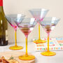 G Decor Set Of Four Martini Glasses With A Rainbow Hue, thumbnail 1 of 4
