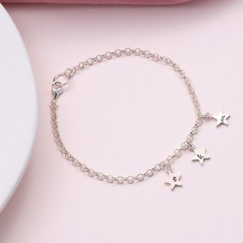 Sterling Silver Family Initial Star Bracelet, 2 of 2