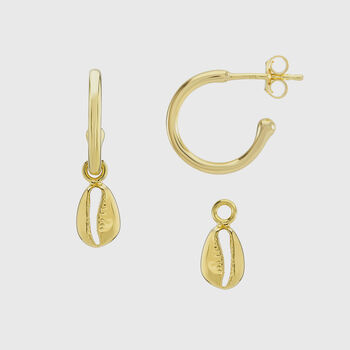 Manhattan Moka Gold Plated Shell Hoop Earrings, 4 of 5
