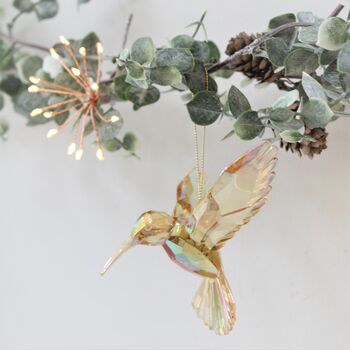 Amber Acrylic Hummingbird Christmas Decoration, 2 of 3