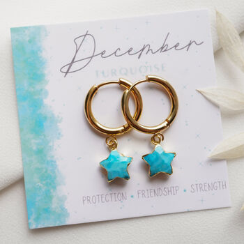 Turquoise Star Hoop Earrings, 3 of 10