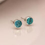 Sterling Silver December Blue Topaz Birthstone Stud Earrings, thumbnail 1 of 4