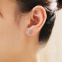 Enamel Beech Leaf Stud Earrings In Sterling Silver, thumbnail 1 of 11