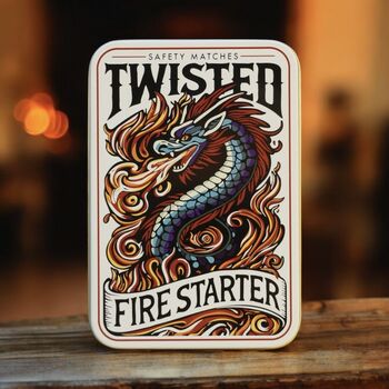 'Twisted Fire Starter' Match Tin Box Home Gift Dragon, 4 of 11