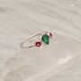 Pink Tourmaline, Emerald Silver Ring, thumbnail 6 of 6