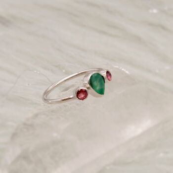 Pink Tourmaline, Emerald Silver Ring, 6 of 6