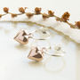Sterling Silver And Rose Gold Heart Hoop Stud Earrings, thumbnail 2 of 4