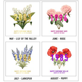 Birth Flower Card With Real Foil, 8 of 12