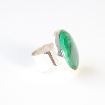 Large Silver Malachite Ring 'Transformation', 3 of 8