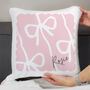 Personalised Pink Bow Cushion For Girls’ Bedroom, thumbnail 2 of 4